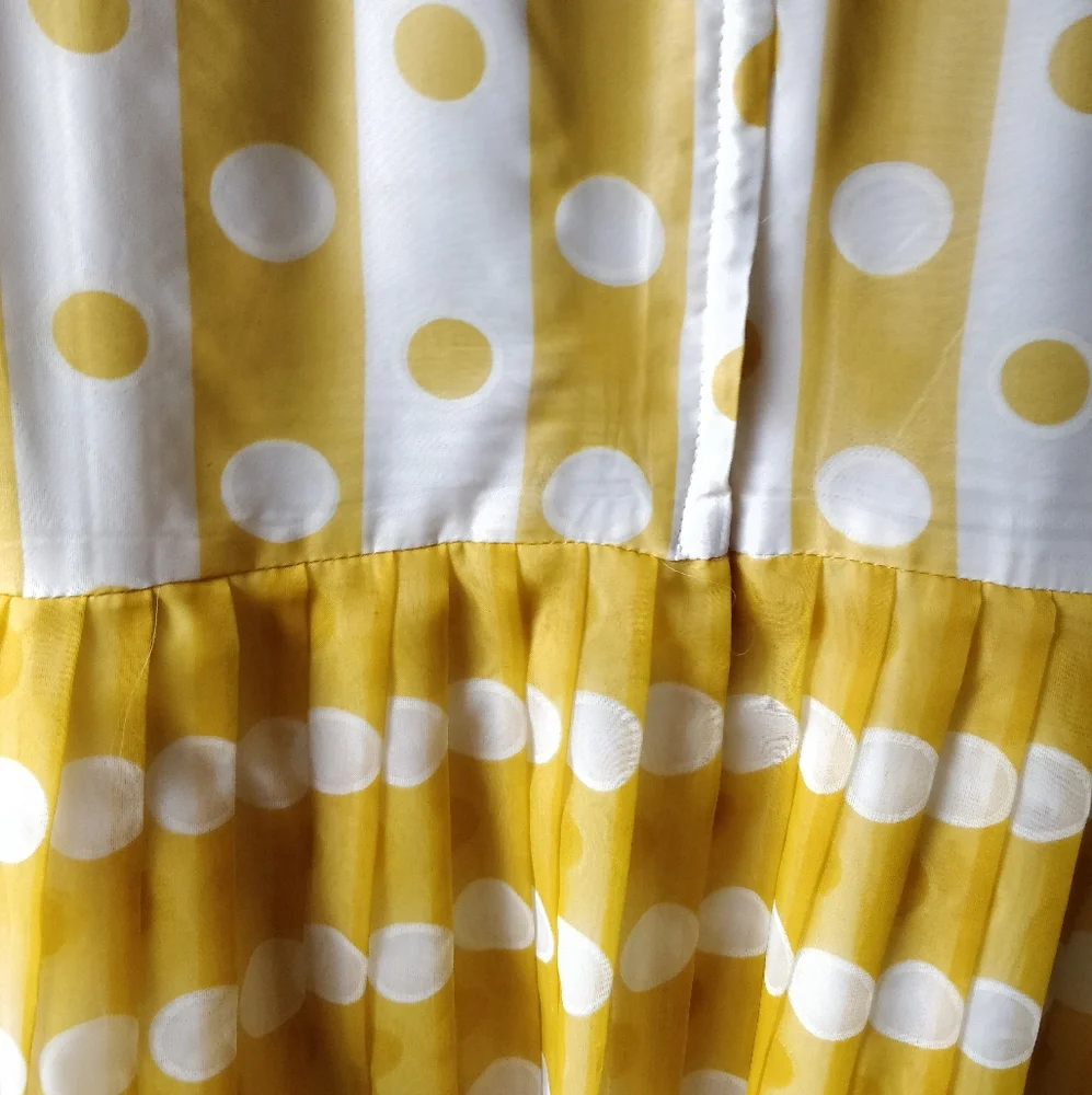 Coco California Vintage 70s Yellow Polka Dot Maxi Dress - Picture 5 of 7